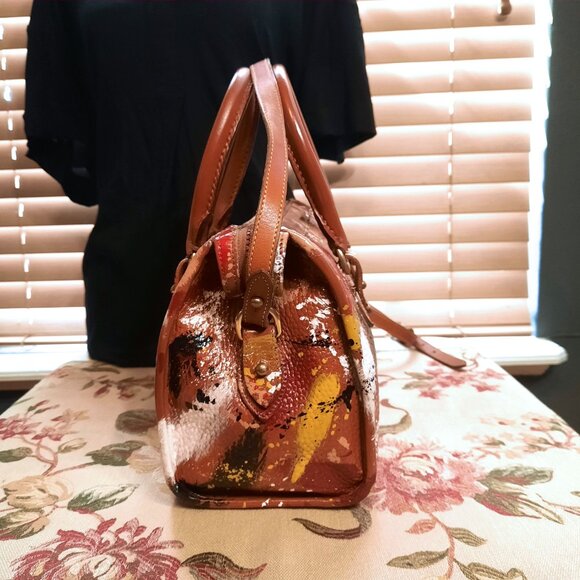 Vintage Dooney & Bourke Dipinta Inspired Hand Painted Satchel Shoulder Bag - Picture 6 of 13